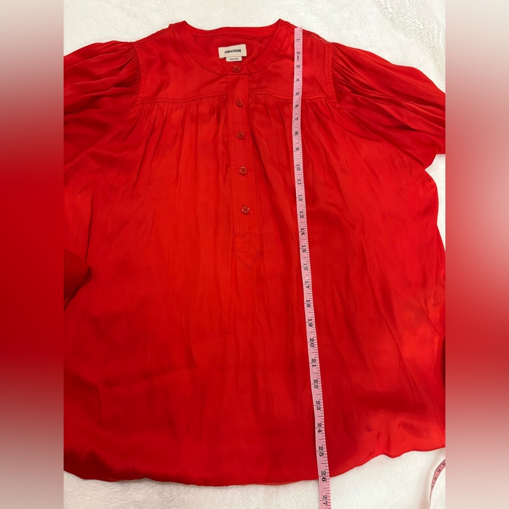 Zadig & Voltaire Tigy Satin Women Blouse Red Size M - Picture 8 of 11